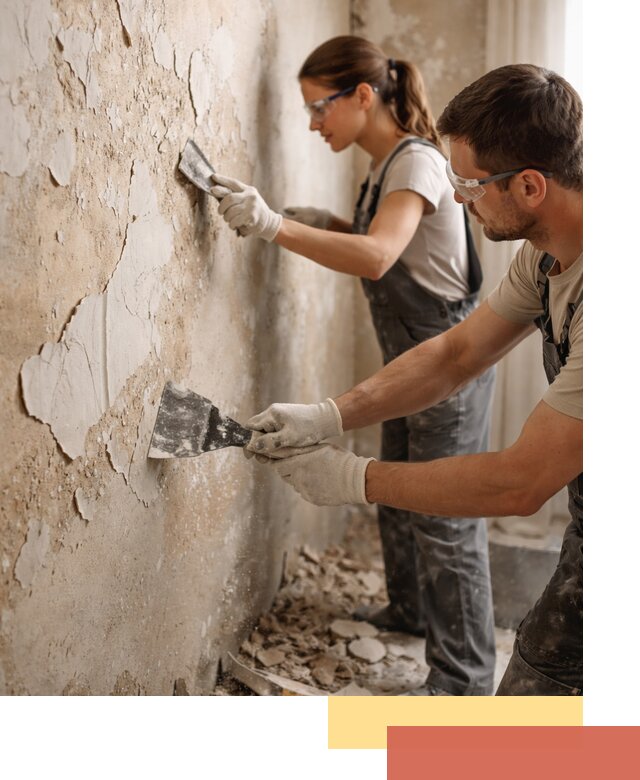 Снятие старой шпаклевки и подготовка поверхностей в Рыбинске