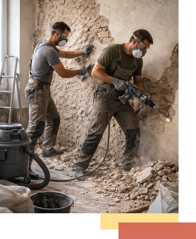 Демонтаж штукатурки со стен в Рыбинске быстро и аккуратно