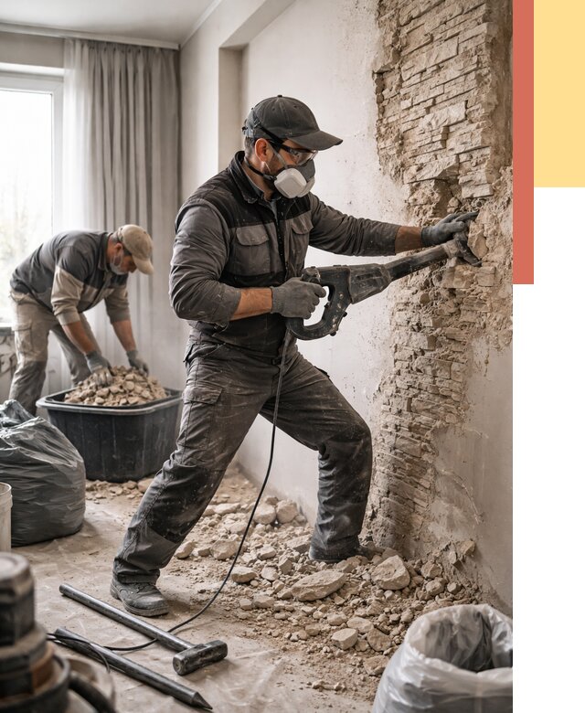 Демонтаж декоративного камня в Рыбинске от 1509 руб/м² — быстро и недорого | ОТДЕЛОЧНИК-Рбн