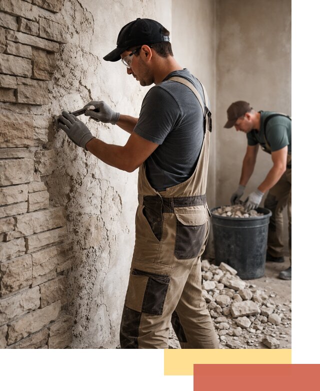 Демонтаж декоративного камня в Рыбинске профессионально и безопасно