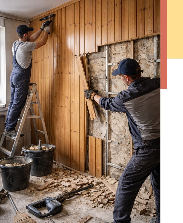 Демонтаж вагонки со стен в Рыбинске от 1509 руб. — снятие, удаление, срочно | ОТДЕЛОЧНИК-Рбн