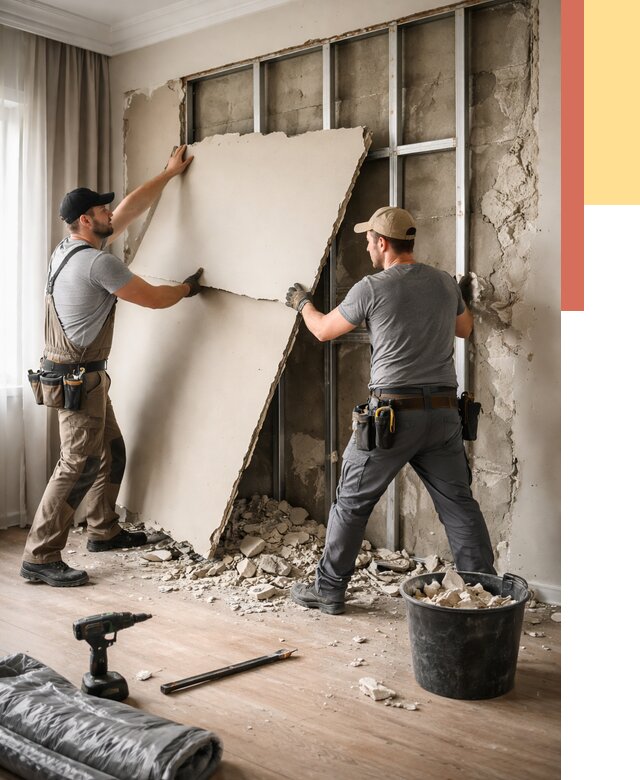 Демонтаж гипсокартона со стен в Рыбинске от 364 руб. — услуги демонтажа | ОТДЕЛОЧНИК-Рбн