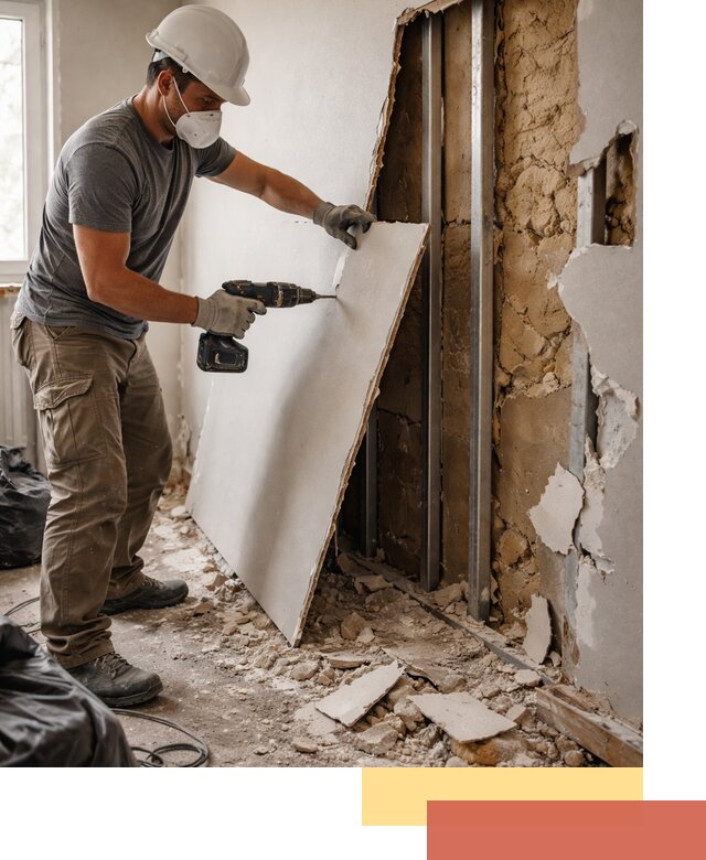 Демонтаж гипсокартона со стен в Рыбинске качественно и быстро