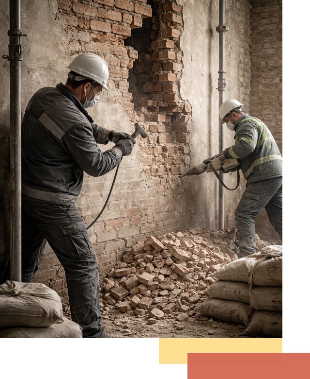 Демонтаж кирпичных стен в Рыбинске быстро и безопасно