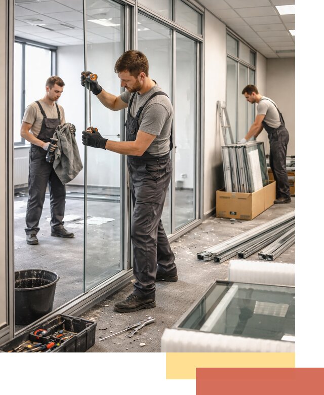 Демонтаж стеклянных перегородок в Рыбинске быстро и безопасно