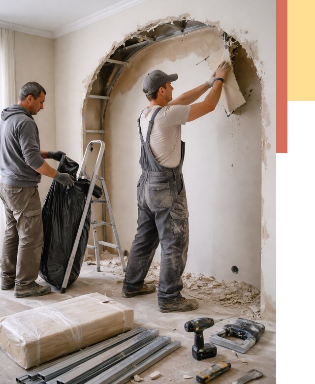 Демонтаж арки из гипсокартона в Рыбинске от 3643 руб. — услуги под ключ | ОТДЕЛОЧНИК-Рбн