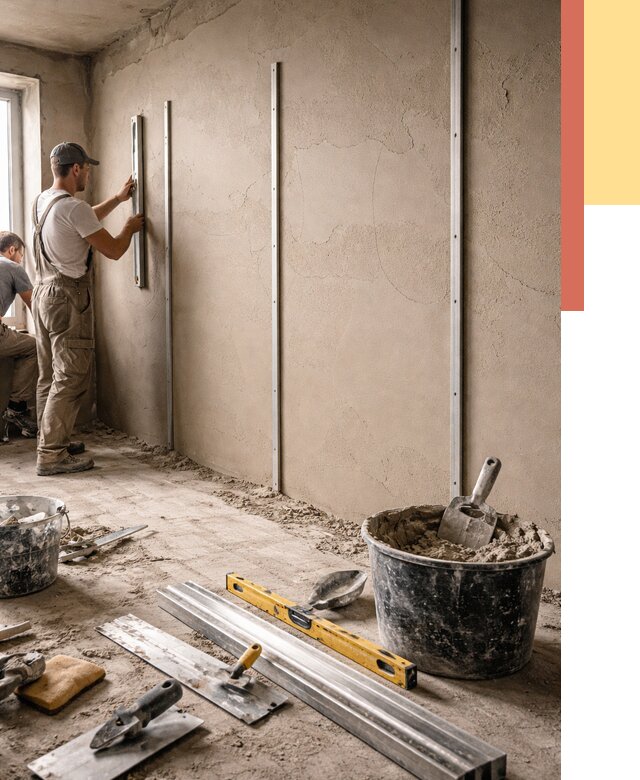 Штукатурка стен по маякам в Рыбинске от 5724 руб./м² — выравнивание под ключ | ОТДЕЛОЧНИК-Рбн