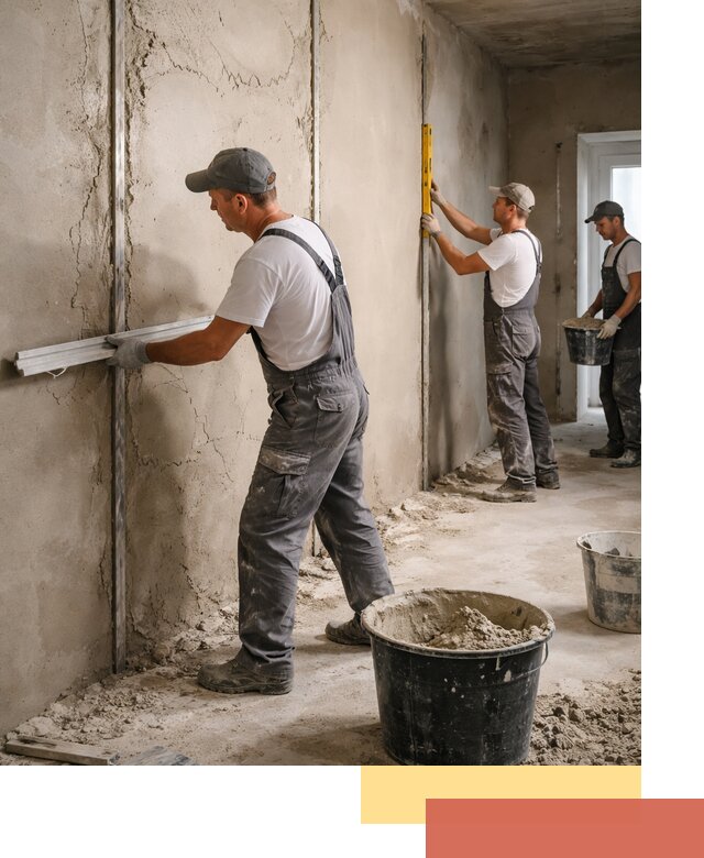 Штукатурка стен по маякам в Рыбинске — точная и ровная поверхность