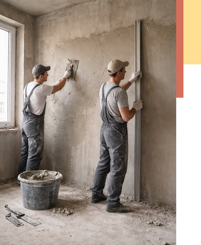 Штукатурка бетонных стен в Рыбинске от 4684 руб/м² — качественно и быстро | ОТДЕЛОЧНИК-Рбн