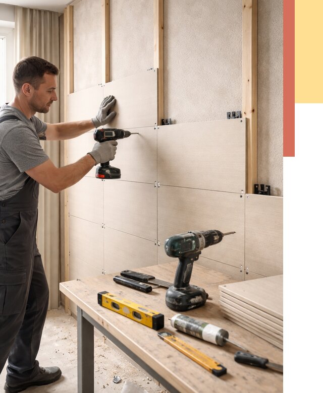 Монтаж МДФ панелей на стены в Рыбинске от 1301 руб. под ключ | ОТДЕЛОЧНИК-Рбн