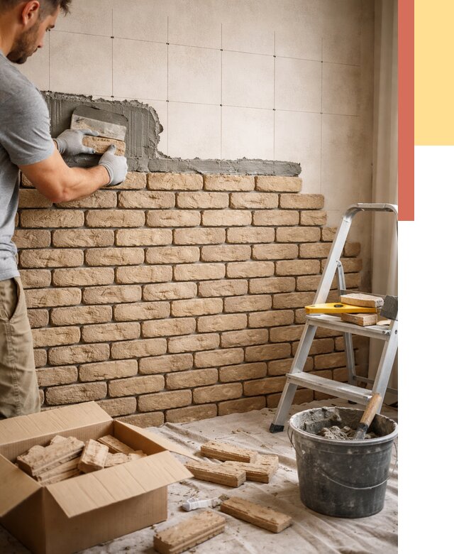 Монтаж декоративного кирпича в Рыбинске от 3331 руб./м² — быстро и недорого | ОТДЕЛОЧНИК-Рбн