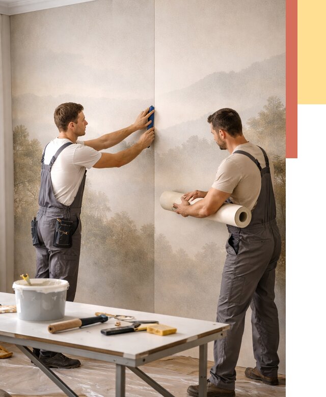 Поклейка фотообоев в Рыбинске от 8847 руб/м² — быстро и недорого | ОТДЕЛОЧНИК-Рбн