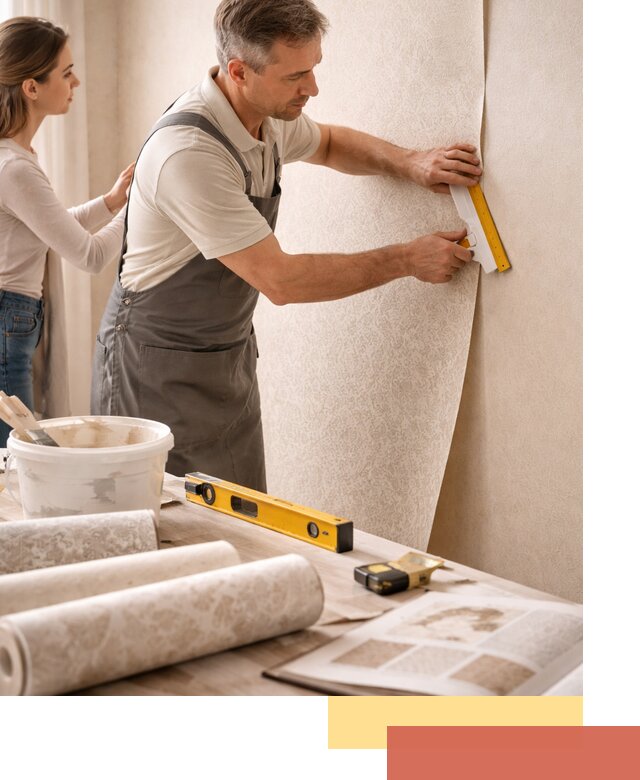 Поклейка обоев с подбором рисунка в Рыбинске