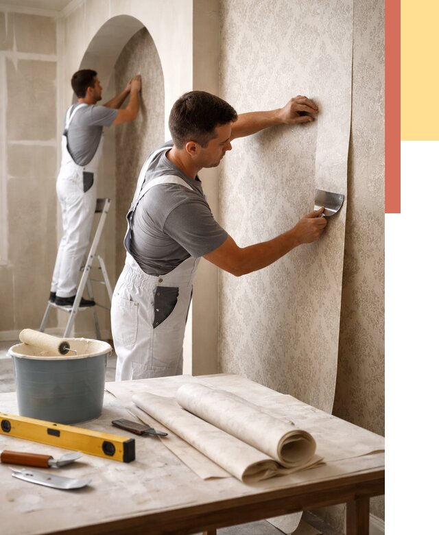 Поклейка обоев на сложные стены в Рыбинске от 2914 руб. под ключ | ОТДЕЛОЧНИК-Рбн