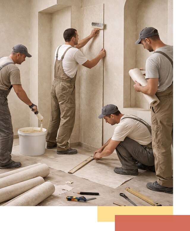 Поклейка обоев на сложные стены и неровные поверхности в Рыбинске