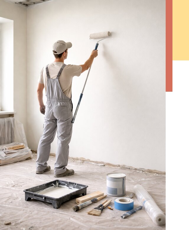 Покраска стен водоэмульсионной краской в Рыбинске от 468 руб. за м² | ОТДЕЛОЧНИК-Рбн