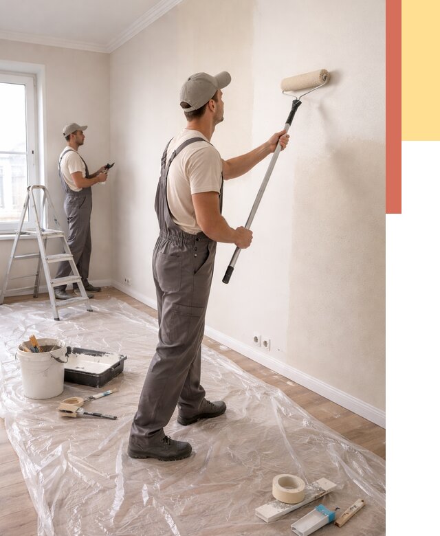 Покраска стен акриловой краской в Рыбинске от 3643 руб./м² — быстро и недорого | ОТДЕЛОЧНИК-Рбн