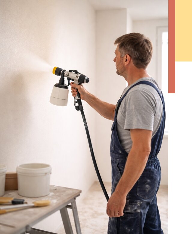 Покраска стен краскопультом в Рыбинске от 7806 руб. — механизированная покраска | ОТДЕЛОЧНИК-Рбн