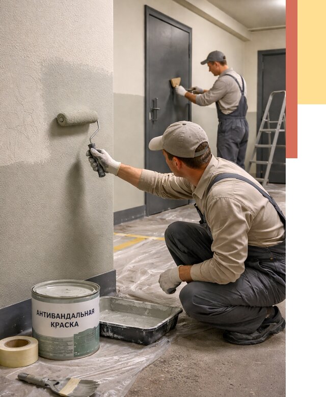 Покраска стен антивандальной краской в Рыбинске от 4684 руб./м² под ключ | ОТДЕЛОЧНИК-Рбн