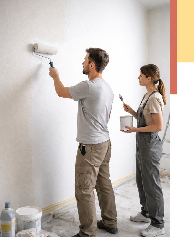 Окраска стен по стеклохолсту в Рыбинске от 4684 руб/м² под ключ | ОТДЕЛОЧНИК-Рбн