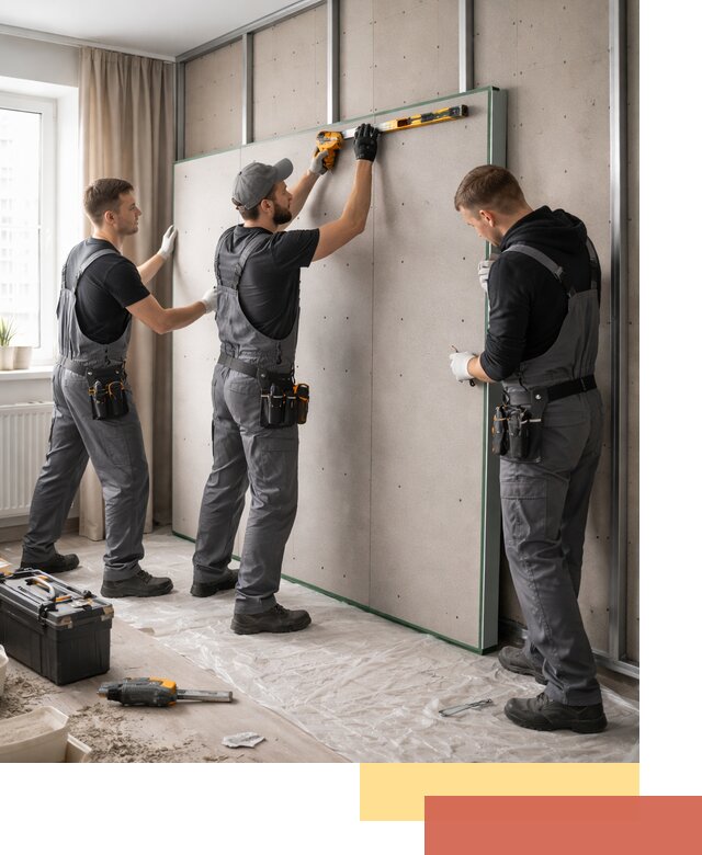 Шумоизоляция стен панелями ЗИПС в Рыбинске для жилых и коммерческих помещений