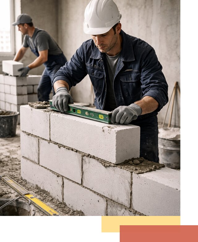 Кладка перегородок из пеноблока под ключ в Рыбинске