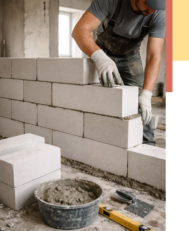 Кладка перегородок из силикатного блока в Рыбинске от 4163 руб. под ключ | ОТДЕЛОЧНИК-Рбн