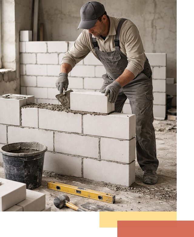 Кладка перегородок из силикатного блока в Рыбинске