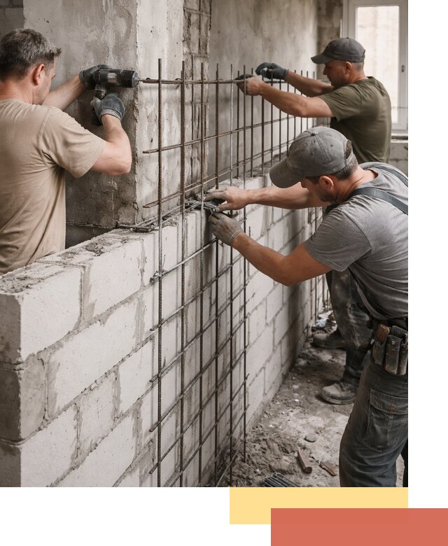 Армирование кладки перегородок в Рыбинске профессионально и надёжно