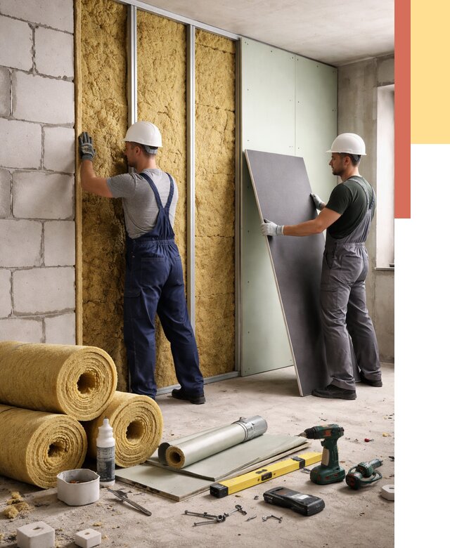 Шумоизоляция перегородок из блоков в Рыбинске от 1925 руб./м² — быстро и недорого | ОТДЕЛОЧНИК-Рбн