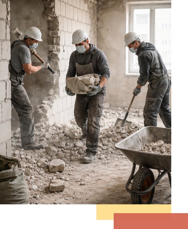 Демонтаж блочных перегородок в Рыбинске быстро и аккуратно