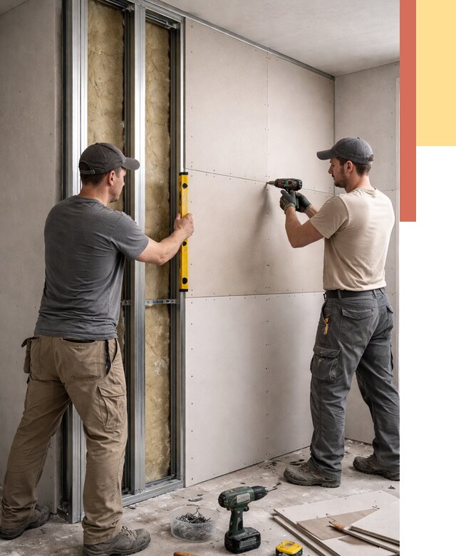 Монтаж двухслойной перегородки из гипсокартона в Рыбинске от 1509 руб. | ОТДЕЛОЧНИК-Рбн