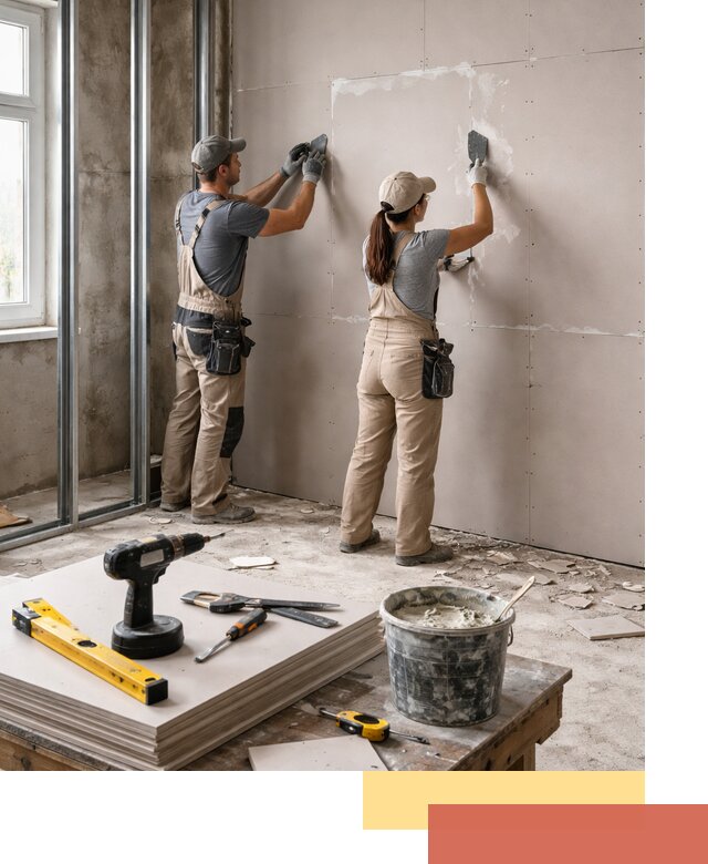 Монтаж двухслойной перегородки из гипсокартона в Рыбинске