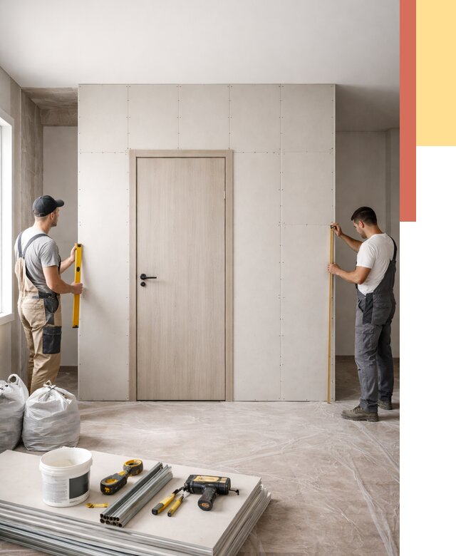 Перегородка из гипсокартона с дверью в Рыбинске от 4684 руб. под ключ | ОТДЕЛОЧНИК-Рбн