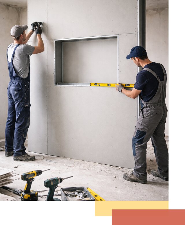 Перегородка из гипсокартона с нишей под декор в Рыбинске