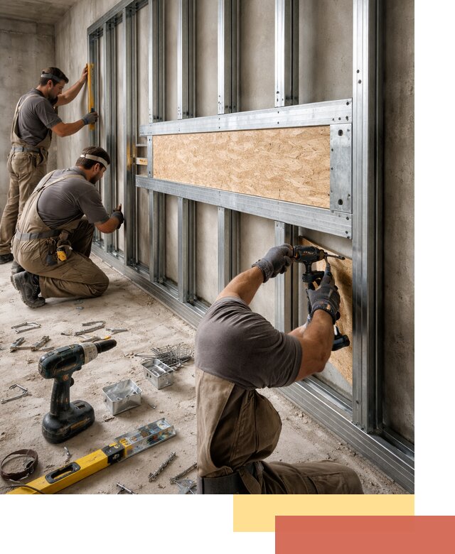 Усиленная перегородка для крепления тяжёлых конструкций в Рыбинске