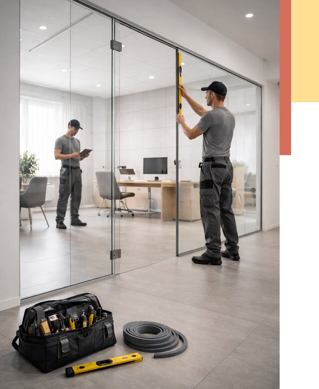 Цельностеклянные перегородки под ключ в Рыбинске от 9888 руб. — монтаж и цены | ОТДЕЛОЧНИК-Рбн