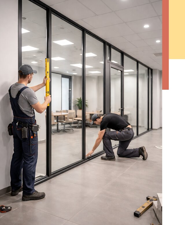 Каркасные стеклянные перегородки в Рыбинске под ключ от 9575 руб. | ОТДЕЛОЧНИК-Рбн