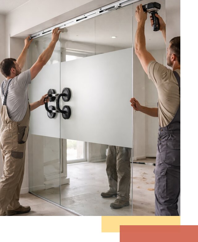 Матовые стеклянные перегородки под ключ в Рыбинске