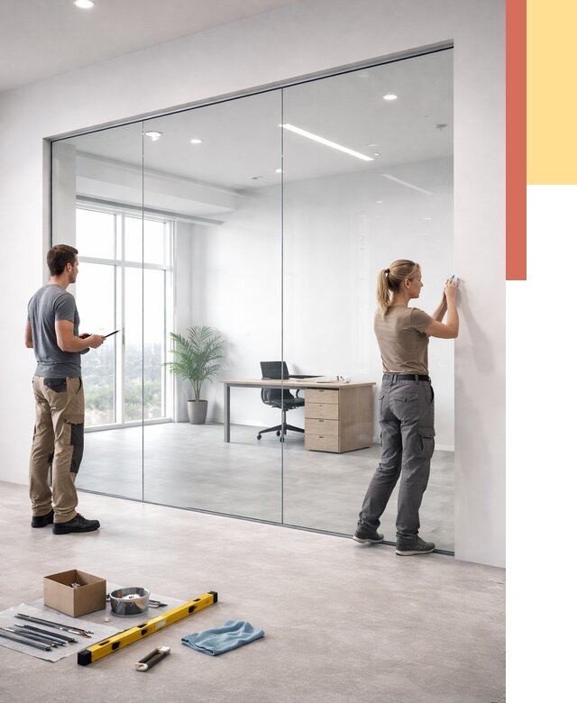 Перегородки из закаленного стекла в Рыбинске от 9888 руб. под ключ | ОТДЕЛОЧНИК-Рбн