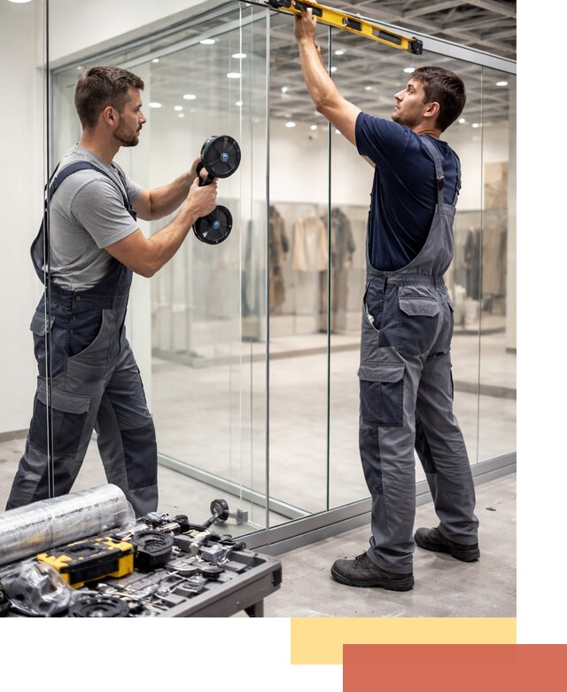 Стеклянные перегородки для магазинов в Рыбинске — монтаж и установка