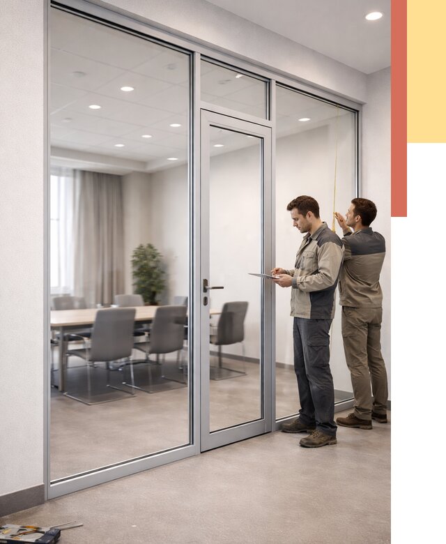 Установка и монтаж алюминиевых перегородок со стеклом в Рыбинске от 8535 руб. | ОТДЕЛОЧНИК-Рбн