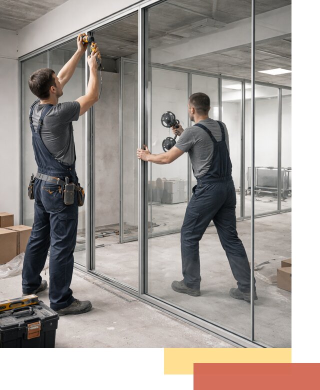 Алюминиевые перегородки со стеклом в Рыбинске — изготовление и монтаж