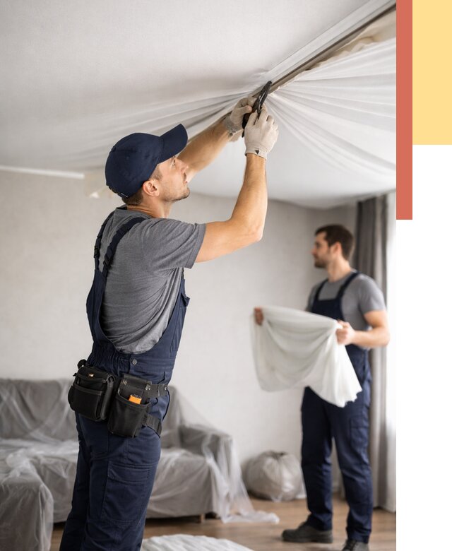 Демонтаж натяжного потолка в Рыбинске от 4684 руб. — снятие и разбор под ключ | ОТДЕЛОЧНИК-Рбн