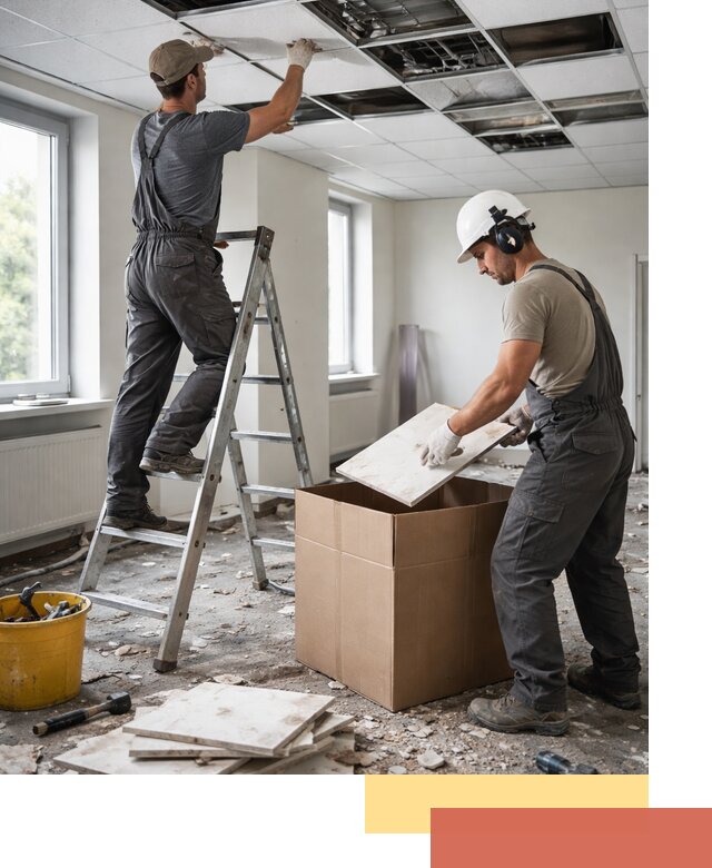 Демонтаж потолочной плитки в Рыбинске быстро и аккуратно