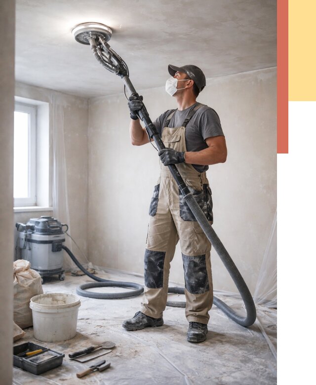 Шлифовка потолка в Рыбинске от 3643 руб. — услуги шлифования потолка | ОТДЕЛОЧНИК-Рбн