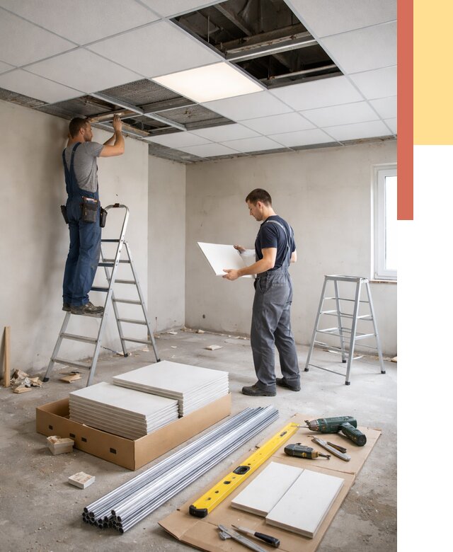 Монтаж потолка армстронг в Рыбинске от 4684 руб/м2 — быстрая установка под ключ | ОТДЕЛОЧНИК-Рбн