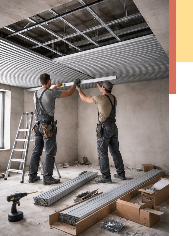 Монтаж реечного потолка в Рыбинске от 4684 руб. под ключ | ОТДЕЛОЧНИК-Рбн