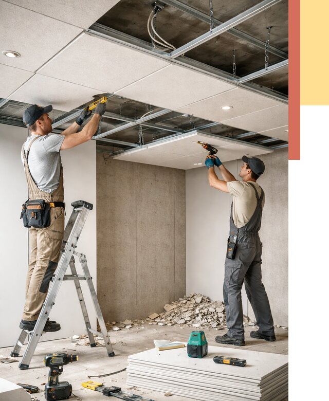 Монтаж акустического потолка в Рыбинске от 6765 руб/м2 — быстро и недорого | ОТДЕЛОЧНИК-Рбн