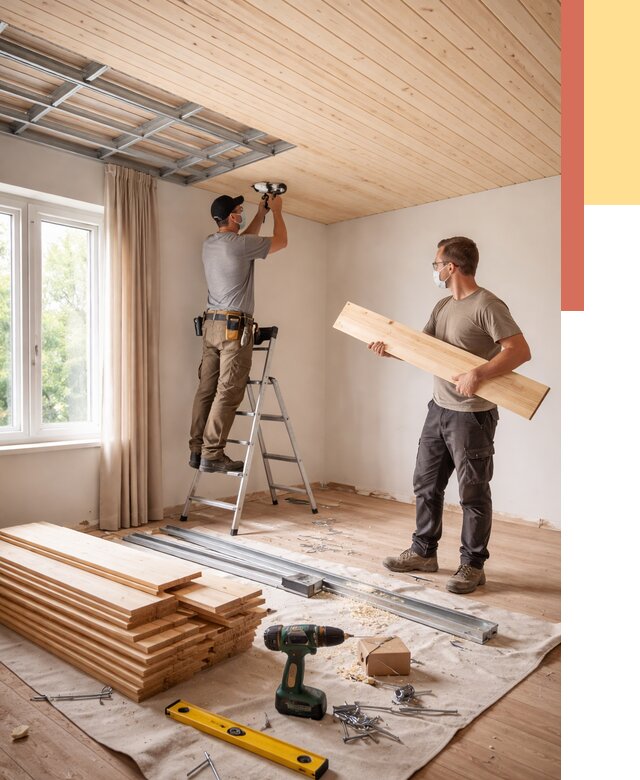 Монтаж потолка из вагонки в Рыбинске от 6765 руб. | Быстро и недорого — ОТДЕЛОЧНИК-Рбн